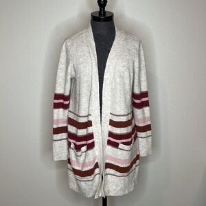 Retrology Long Stretchy Open Front Cardigan with Pockets Size Medium